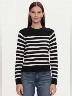 Gap Cashsoft Classic Black & White Striped Crewneck Sweater - Women's